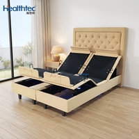 Cama Eléctrica Reclinable Inteligente con Control Remoto, Gravedad Cero, Masaje, Marco Metálico Ajustable para Dormitorio