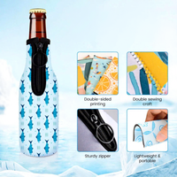 Manchon isotherme pour bouteille en néoprène avec fermeture éclair et anneau métallique, logo personnalisé, pour événements d'entreprise, cadeaux promotionnels, vente en gros