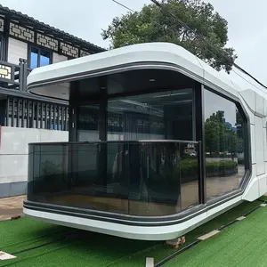 Portable Restaurant Prefabricated House Capsule Container House For Camping Modern Design Panoramic Balcony Space Capsule