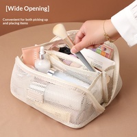 Nouvelle Trousse de Maquillage Portable Multifonctionnelle Grande Capacité à Double Poignée et Fermeture Éclair, Style Simple en Maille Creuse Respirante, Idéale pour l'Export