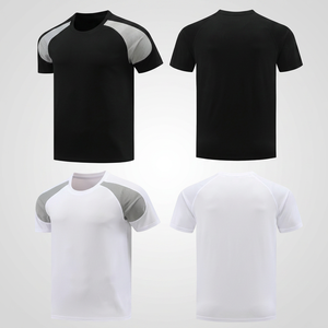 Camiseta Deportiva Transpirable de Secado Rápido con Manga Raglán para Hombre, Cuello Redondo, Color Sólido, Corte Regular, Blanco, Negro, Poliéster, Tejido de Punto - Product Image 4
