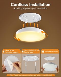 Plafonnier LED rechargeable avec détecteur de mouvement radar, télécommande sans fil, aucun câblage requis - Product Image 4