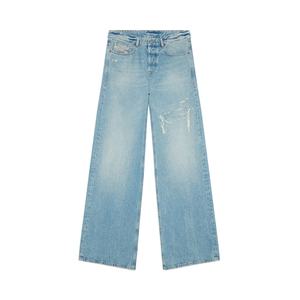 Nouveau Jean Homme Streetwear Bleu Clair Délavé Décontracté Coupe Large Effet Usé Empilé - Product Image 3