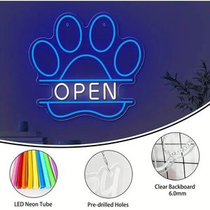 Paw open Letreros Neon LED indoor hanging ambient light shop <b>sign</b> wall decoration light entrance indicator light luminous <b>sign</b> - Product Image 2
