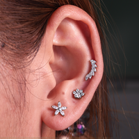Clous de piercing pour cartilage interne, tragus et labret en titane TT ASTM F136 G23 avec zircon plaqué or, piercing corporel en titane de haute qualité