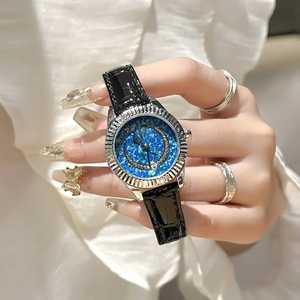Reloj de Pulsera de Acero Inoxidable de Lujo para Mujer con Esfera Azul Cielo Estrellado, Ancho de Correa de 20 mm, para Estudiantes y Damas - Product Image 2