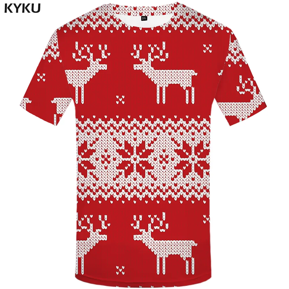 2023 Gratis Monster Kerstboom T-Shirts Mannen Xmas Homme Appel T-Shirts Casual Rood Shirt 3d Happy Tshirt Bedrukt Heren Kleding