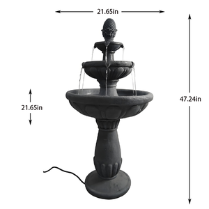 <span class=keywords><strong>Fontaine</strong></span> d'<span class=keywords><strong>eau</strong></span> extérieure à énergie solaire à 3 niveaux, faite à la main, avec finition en ananas en résine, pour la décoration de la cour et du patio - Product Image 3