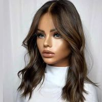 Perruque frontale HD avec mèches, ondulations naturelles, 100 % cheveux humains vierges, sans colle, avec follicules capillaires soignés pour femmes, vente en gros