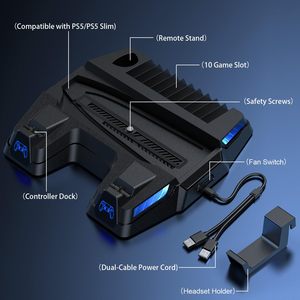 Console <strong>Cooling</strong> <strong>Stand</strong> Dual Controller Charger Remote <strong>Stand</strong> for <strong>PS5</strong> / <strong>PS5</strong> Slim Disc&amp;Digital - Product Image 2