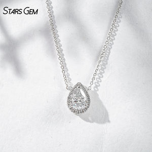 Collar con Colgante de Diamante Cultivado en Laboratorio StarsGem, Oro Sólido de 10K, 0.58ct, Corte Brillante, Forma de Pera, Bañado en Rodio Blanco, Color D, Clásico - Product Image 2