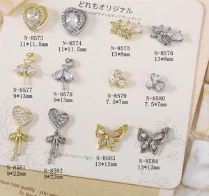 Nouvelle mode coloré amour coeur tulipe conception ongles Zircon breloques <span class=keywords><strong>rose</strong></span> bleu couleur claire Zicon ongles déco ornements - Product Image 3