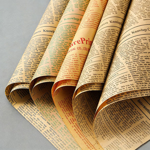 Carta da Imballaggio per Fiori in Stile Giornale Kraft, Carta Reversibile per Bouquet Floreali, Design in Stile Giornale Kraft Marrone per Feste e Matrimoni - Product Image 4
