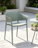 Chaise de salle à manger moderne et légère en plastique écologique avec accoudoirs et dossier, empilable et portable pour la maison, le bureau et les salles de pause.