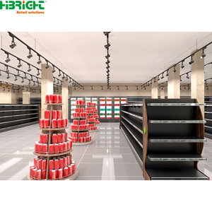 Estantería Góndola de Supermercado Gris Oscuro de Alta Resistencia, Estante de Exhibición Minorista Independiente con Panel Perforado para Tiendas - Product Image 1