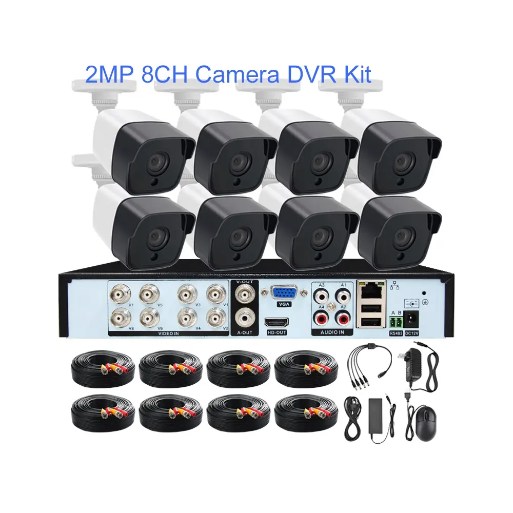 6 8 Kanaals 8ch Ahd Dvr Kit 2mp 1080P Full Hd Analoge Camera Set All-In-One Dvr Xvr Recorder Cctv Camerasysteem Voor Thuisbeveiliging