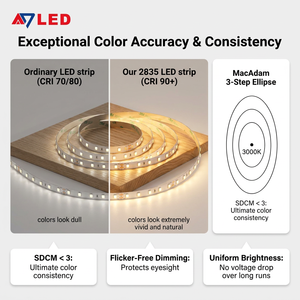 Bande lumineuse LED haute efficacité 200Lm/W 24V SMD 2835 72LEDs/m, flexible, pour la décoration intérieure de projets - Product Image 2