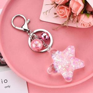 Cute Cartoon Custom Mini Star Acrylic Moving Liquid Quicksand Keychain <b>Floating</b> Pendant Liquid Key Ring - Product Image 2
