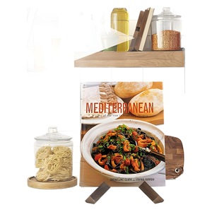 Wooden Recipe <b>Rack</b> Freestanding Geometric Design For <b>Kitchen</b> Reading Display Shelf Home Use - Product Image 5