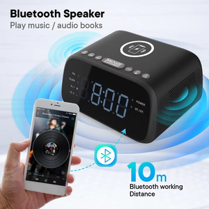 Lámpara de Noche RGB Personalizada para Hotel con Cargador Inalámbrico de 15W, Reloj Despertador Digital, Altavoz Bluetooth y Función Snooze - Product Image 6