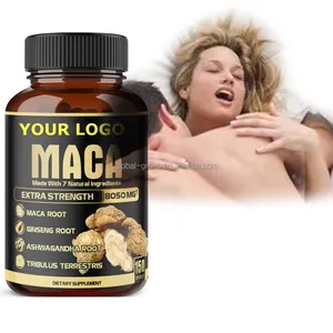 Private label sports supplement organic maca ginseng root ashwagandha powder energy booster maca root extract capsules