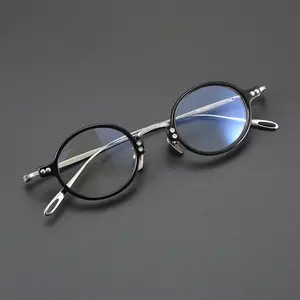 Nuovo giappone giapponese 100% fatto a mano puro acetato titanio montatura da vista ellittica ovale di lusso rotondo montature per occhiali circolari