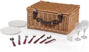 Liễu Dã Ngoại giỏ hai người thực phẩm Giỏ Bộ với tấm dệt tay <span class=keywords><strong>wicker</strong></span> Bộ đồ ăn Giỏ gấp xử lý - Product Image 4