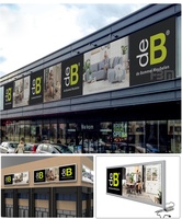 Affiches murales lumineuses, présentoirs à LED, boîtes lumineuses à clipser, enseignes extérieures