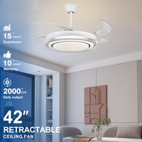 Ventiladores de Techo LED de 42 Pulgadas con Luz, Control Remoto, Atenuables, 3CCT, Aspas de Hierro y ABS, Precio Económico, Venta Directa de Fábrica