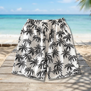 Shorts de plage pour hommes en toile respirante imperméable de haute qualité, style vintage décontracté, taille élastique, polyester, séchage rapide, anti-UV - Product Image 2