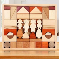 Juguete Educativo Montessori de Madera Natural Apilable, Bloques de Construcción de Madera para Niños