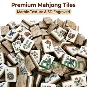 Jeu de <span class=keywords><strong>Mahjong</strong></span> américain moderne avec tuiles en acrylique effet marbre, tuiles gravées en <span class=keywords><strong>3D</strong></span> portables, jeu de <span class=keywords><strong>Mahjong</strong></span> occidental complet - Product Image 2