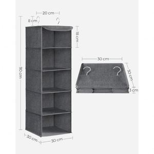 5 Compartments Non-woven Fabric Hanging Sweater Organizer Foldable <b>Wardrobe</b> Storage Bag for Clothes Home Closet Use - Product Image 2