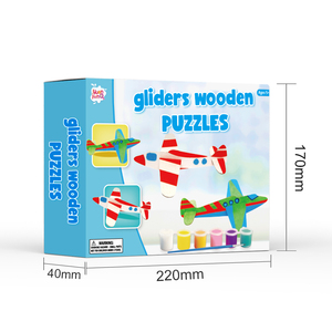 <span class=keywords><strong>2023</strong></span> Kids Montessori Game Toys artigianato in legno fatto a mano 3d Airplane Coloring puzzle per bambini - Product Image 6
