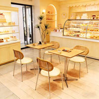 Ensemble de mobilier pour café et pâtisserie, table ronde avec chaises à pieds métalliques, mobilier décontracté pour bistrot et restaurant de restauration rapide