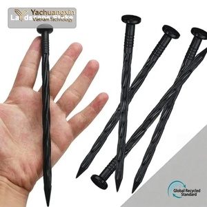Black Steel Industrial Grade Tent Pegs with Spiral Design and PP Handle for Outdoor Camping All Seasons Use - Product Image 5