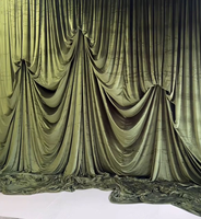 Cortinas de Terciopelo Holandés de Lujo en Verde Oliva para Escenarios de Eventos, Telón de Fondo Verde Esmeralda para Bodas, 5*16 Pies