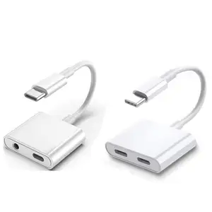 Fone de ouvido USB tipo C 2 em 1 para fones de ouvido, adaptador divisor DAC de áudio PD, carregamento rápido para a maioria dos dispositivos USB C