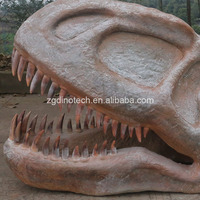 Réplique de crâne de dinosaure grandeur nature faite à la main pour musée de dinosaures ou exposition de fossile de tête de Yangchuanosaurus en fibre de verre