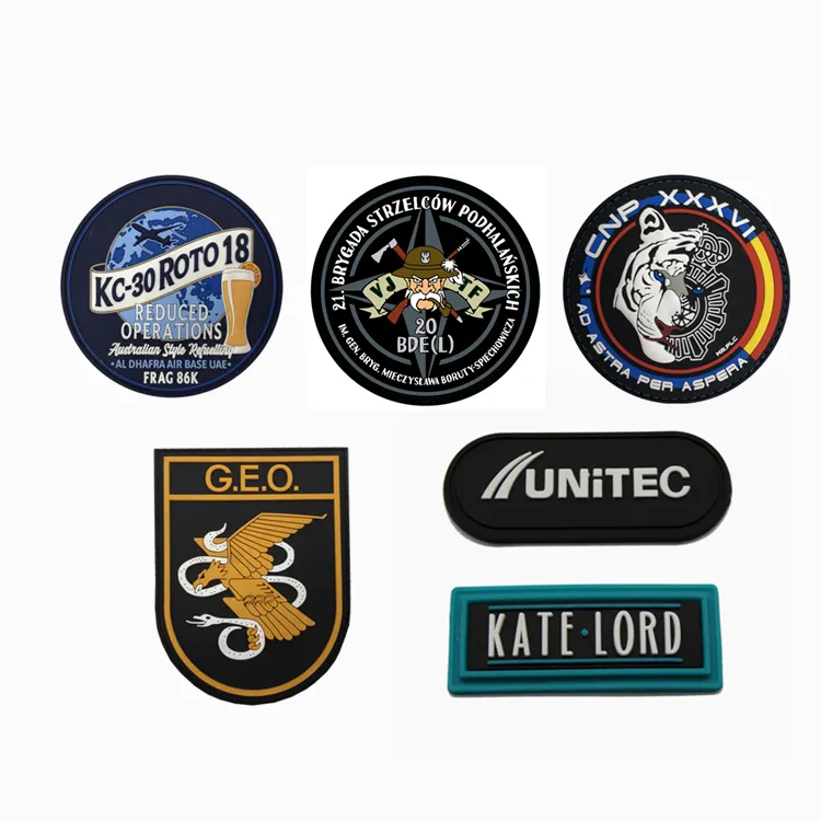 Wholesale custom pvc patch flags 3d heat transfer tactical sukll rubber soft patch uniform pvc patch