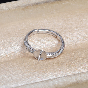 Wenchi S925 Silver Open <b>Ring</b> Empty Holder DIY Accessories Pearl 8-10mm Fried Dough Twists Tool China Model 16668 - Product Image 4