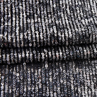 Tissu en maille textile noir multicolore brodé de paillettes pour vêtements, vente en gros d'usine