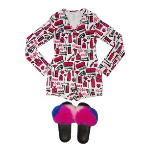Tutina da donna di alta qualità pigiama con pantofole di pelliccia Sexy Daster Piyama Set tute da notte per donna - Product Image 1