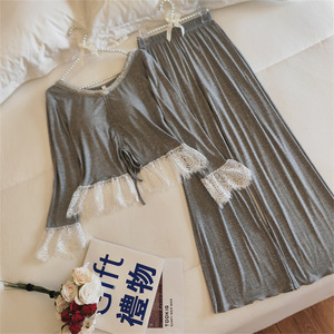 Pyjama rajeunissant First Love pour femme, printemps et automne 2026, nouveau modèle fin à manches longues avec coussinets de poitrine, vêtement d'intérieur pour femme - Product Image 4