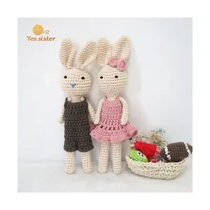 Newborn Gift Soft Babys Toy Handmade Crochet Doll Cotton Easter Bunny Stuffed Animals