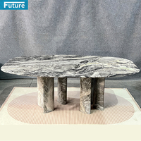Prix d'usine bas quantité minimale de commande OEM pierre de marbre naturel Vinice Brown pour Villa Table à manger avec dessus ovale et pied de design moderne