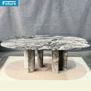 Prix d'usine bas quantité minimale de commande OEM pierre de marbre naturel Vinice Brown pour Villa Table à manger avec dessus ovale et pied de design moderne - Product Image 3