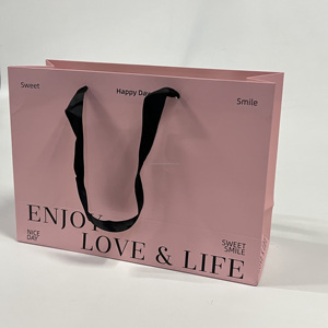 Bolsas de Papel Recubierto de Lujo para Regalos y Compras, con Asas de Cuerda de Algodón, Cinta, Impresión Flexográfica Desechable, en Oferta - Product Image 4