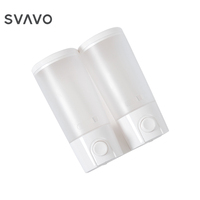 Distributeur de savon manuel à 2 compartiments, 400 ml x 2, à fixer au mur, double pompe pour savon pour les mains, shampoing, gel douche dans la salle de bain