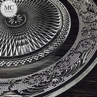 Assiette de charge en verre épais de style occidental ronde verre de cristal transparent petite assiette au détail en gros
